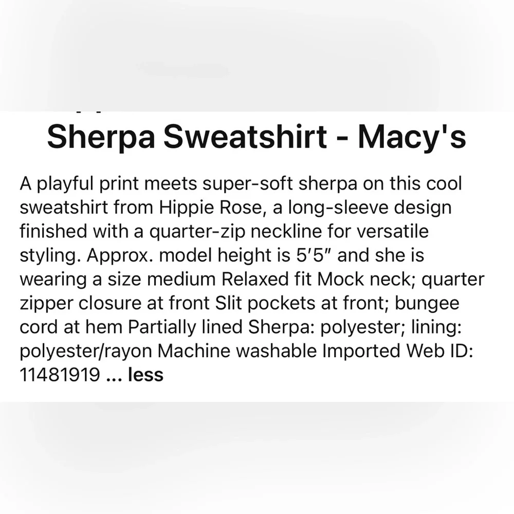 Hippie Rose sherpa zip up sweater - Picture 8 of 8